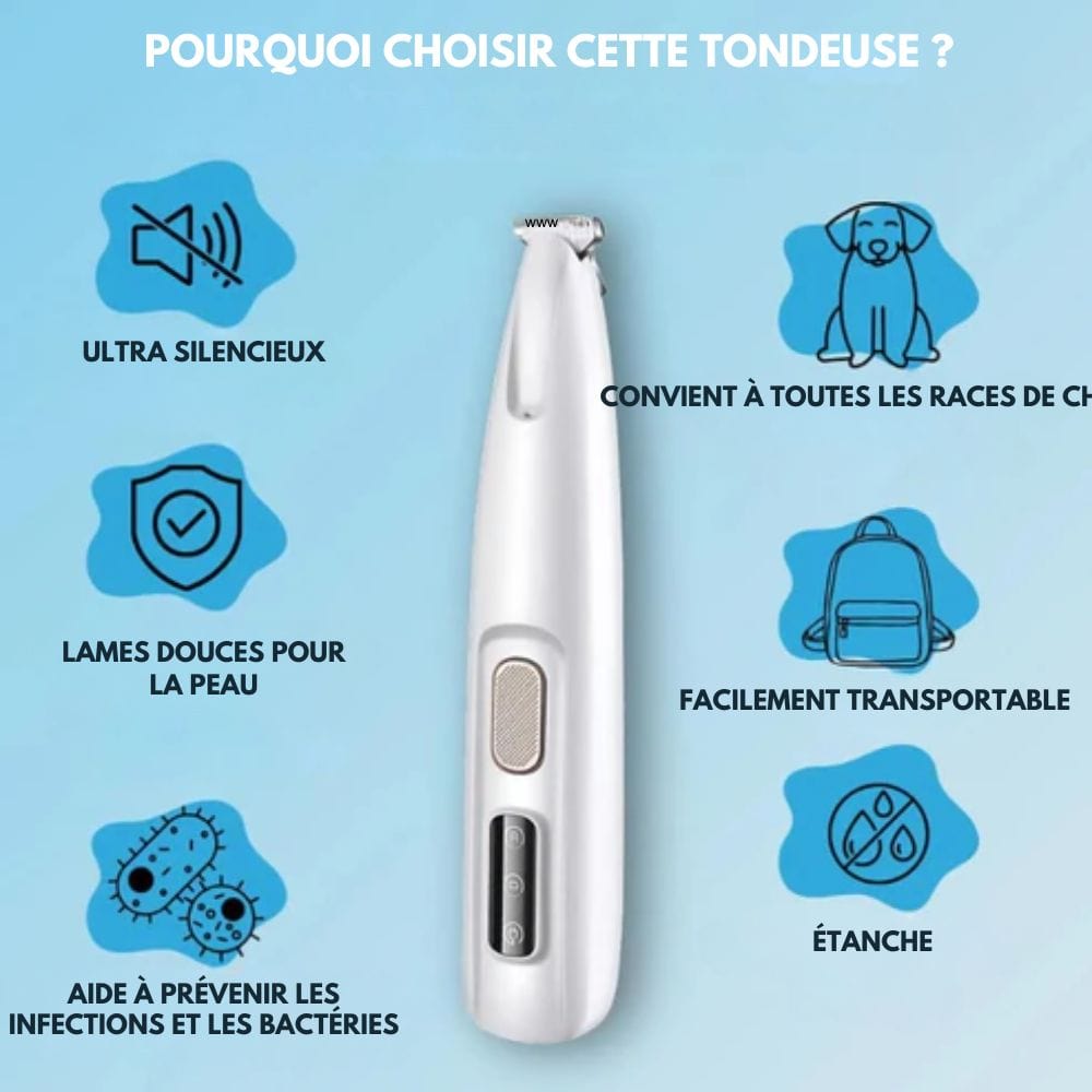 SilentPet Cortapelos – Cortador silencioso para perros para patas limpias y zonas sensibles