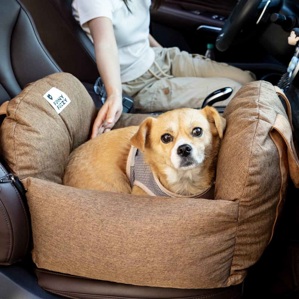 ComfyRide Cama Asiento para Perro – Cama Asiento para Perro con Cinturón de Seguridad y Suelo Antideslizante para Coche y Hogar