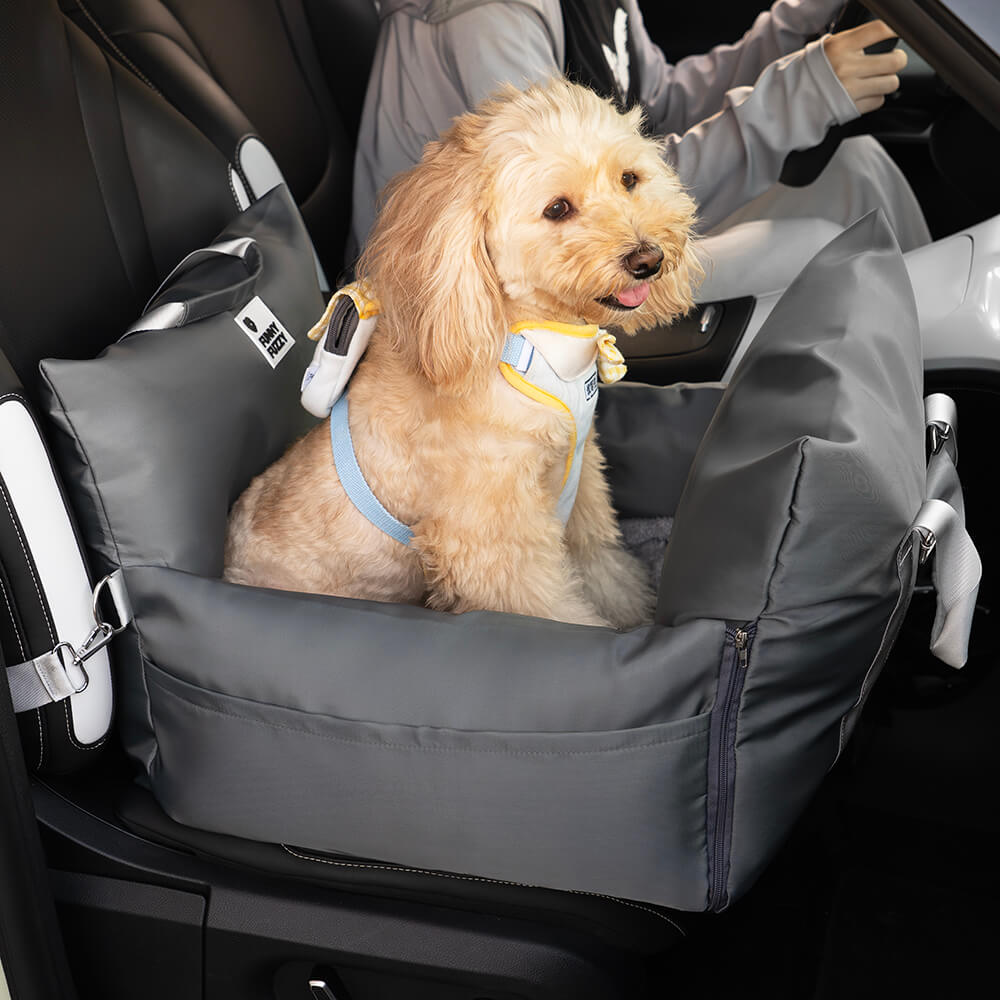 ComfyRide Cama Asiento para Perro – Cama Asiento para Perro con Cinturón de Seguridad y Suelo Antideslizante para Coche y Hogar