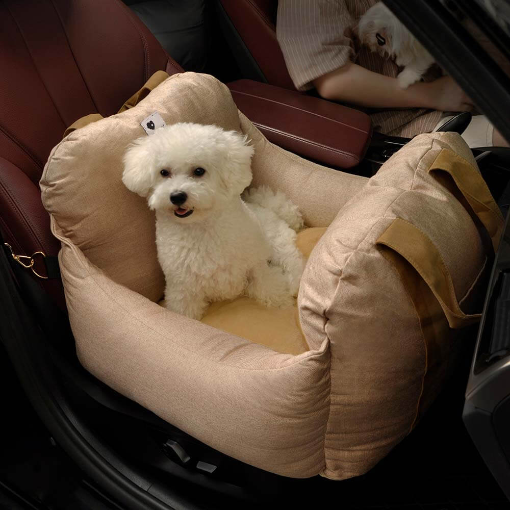 ComfyRide Cama Asiento para Perro – Cama Asiento para Perro con Cinturón de Seguridad y Suelo Antideslizante para Coche y Hogar