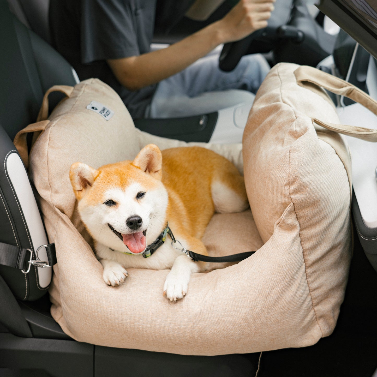 ComfyRide Cama Asiento para Perro – Cama Asiento para Perro con Cinturón de Seguridad y Suelo Antideslizante para Coche y Hogar