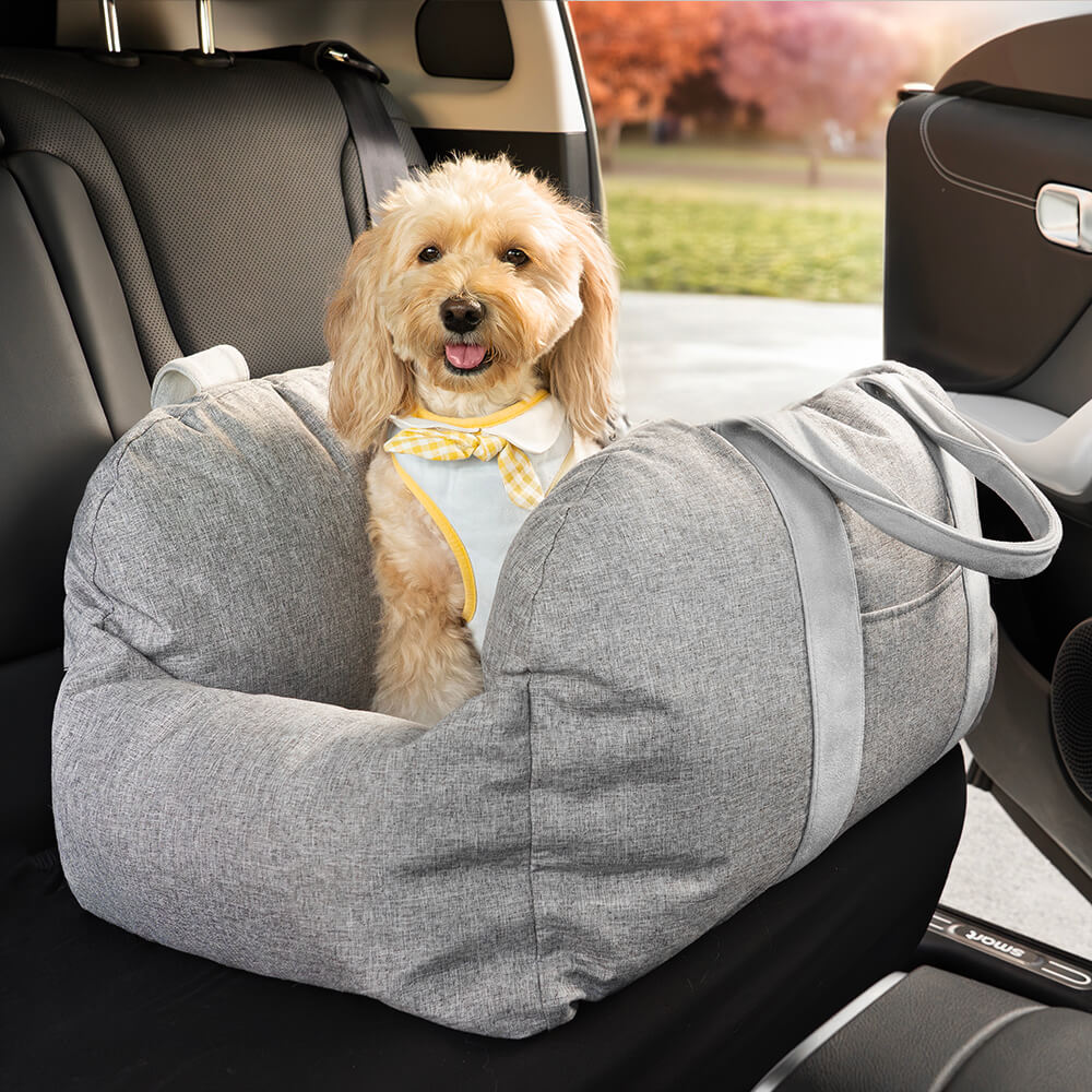 ComfyRide Cama Asiento para Perro – Cama Asiento para Perro con Cinturón de Seguridad y Suelo Antideslizante para Coche y Hogar