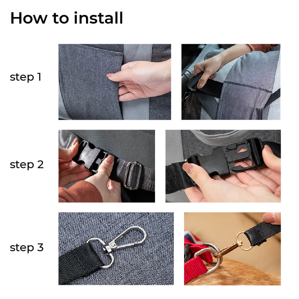 ComfyRide Cama Asiento para Perro – Cama Asiento para Perro con Cinturón de Seguridad y Suelo Antideslizante para Coche y Hogar