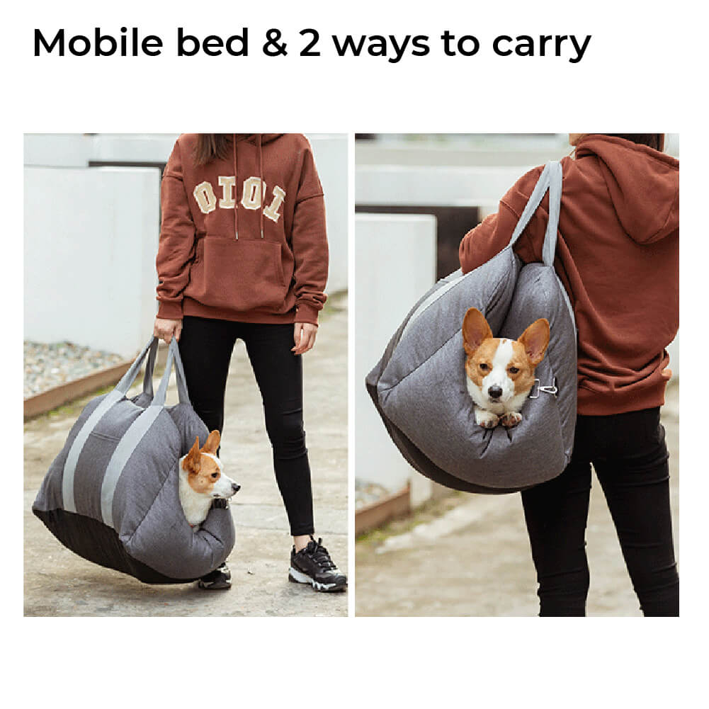 ComfyRide Cama Asiento para Perro – Cama Asiento para Perro con Cinturón de Seguridad y Suelo Antideslizante para Coche y Hogar