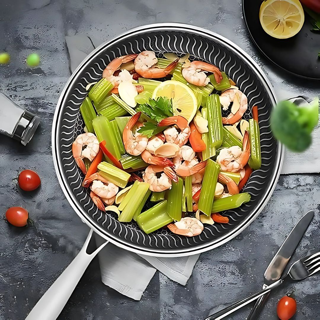 HexaCook – Hybrid stainless steel pan with non-stick & Hexa design