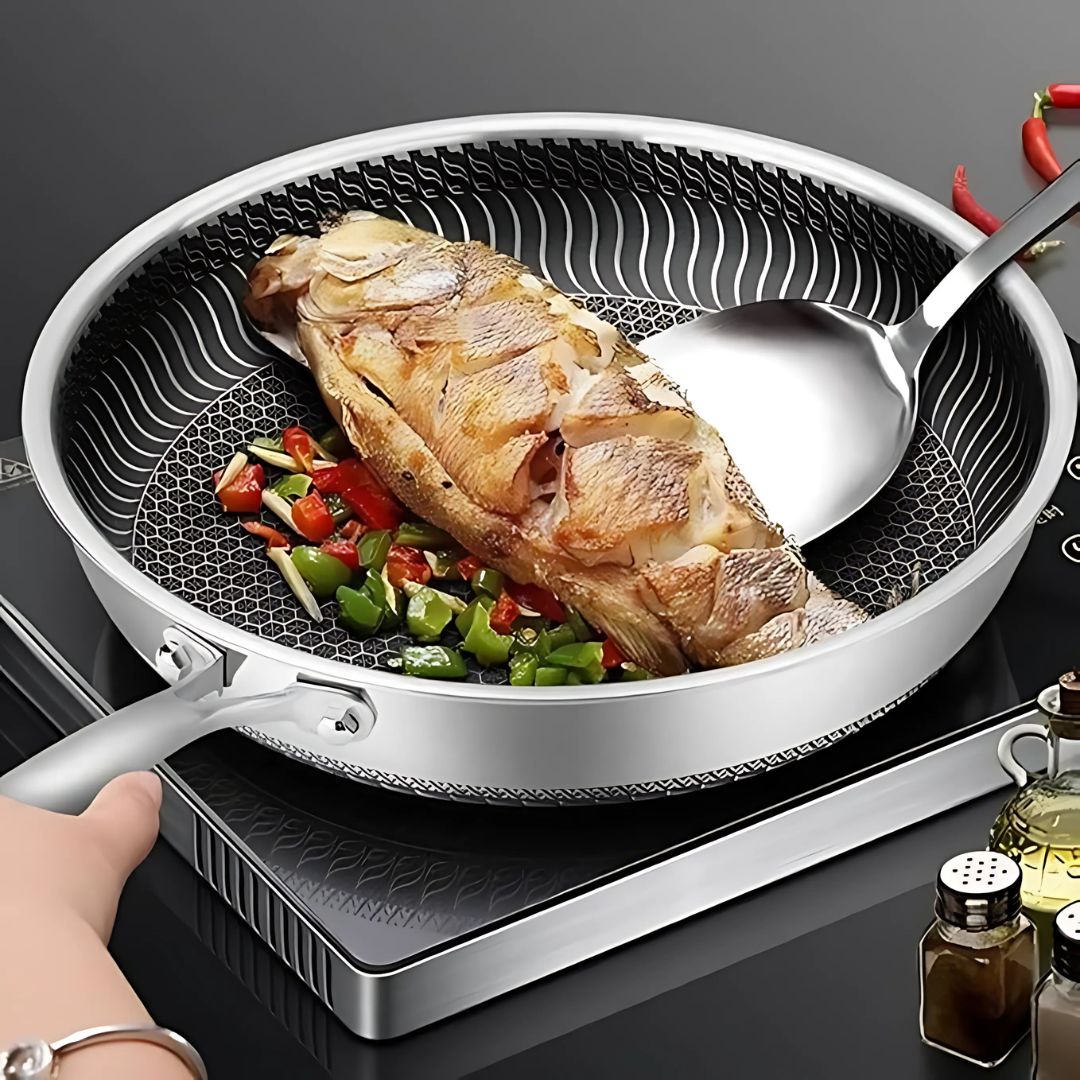 HexaCook – Hybrid stainless steel pan with non-stick & Hexa design