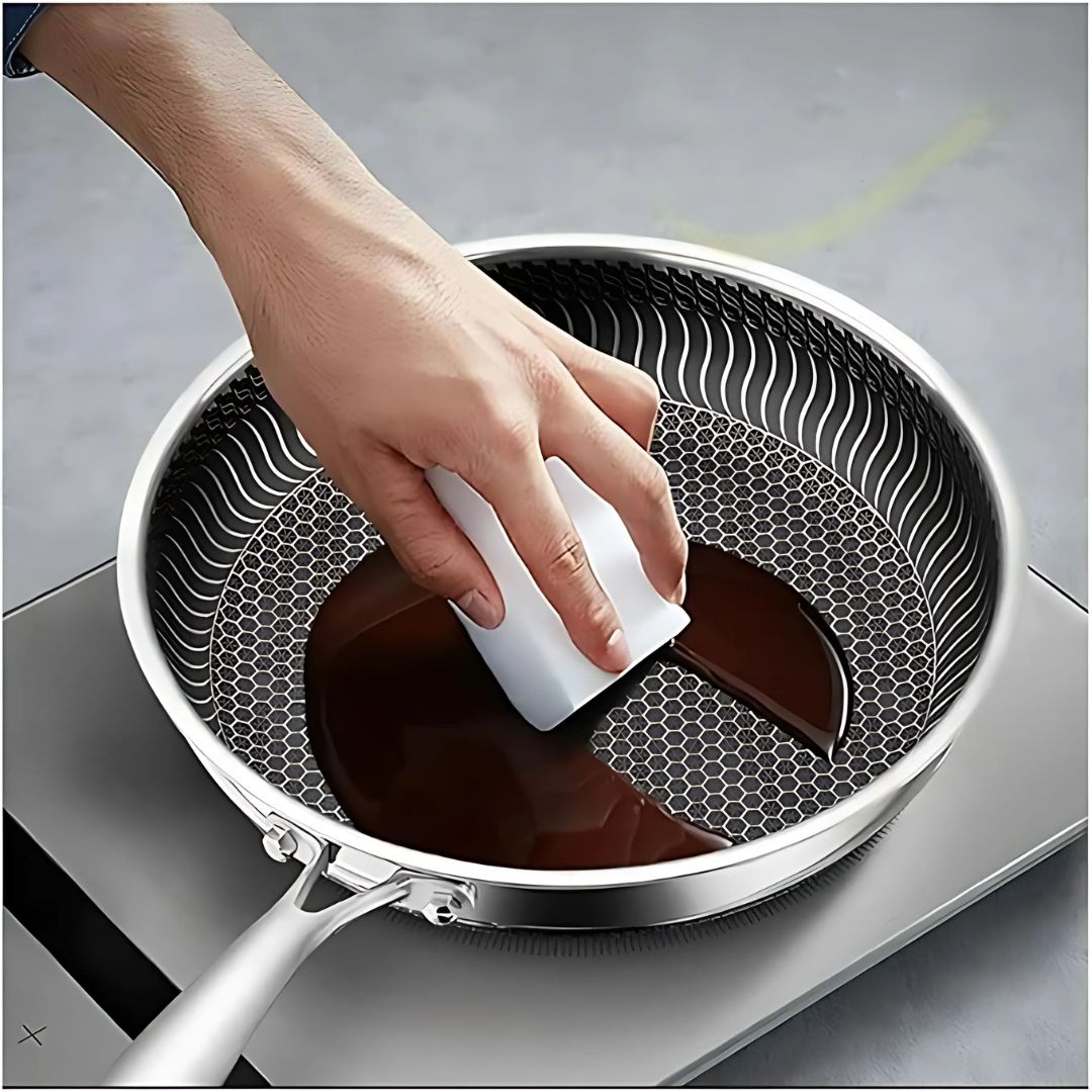 HexaCook – Hybrid stainless steel pan with non-stick & Hexa design
