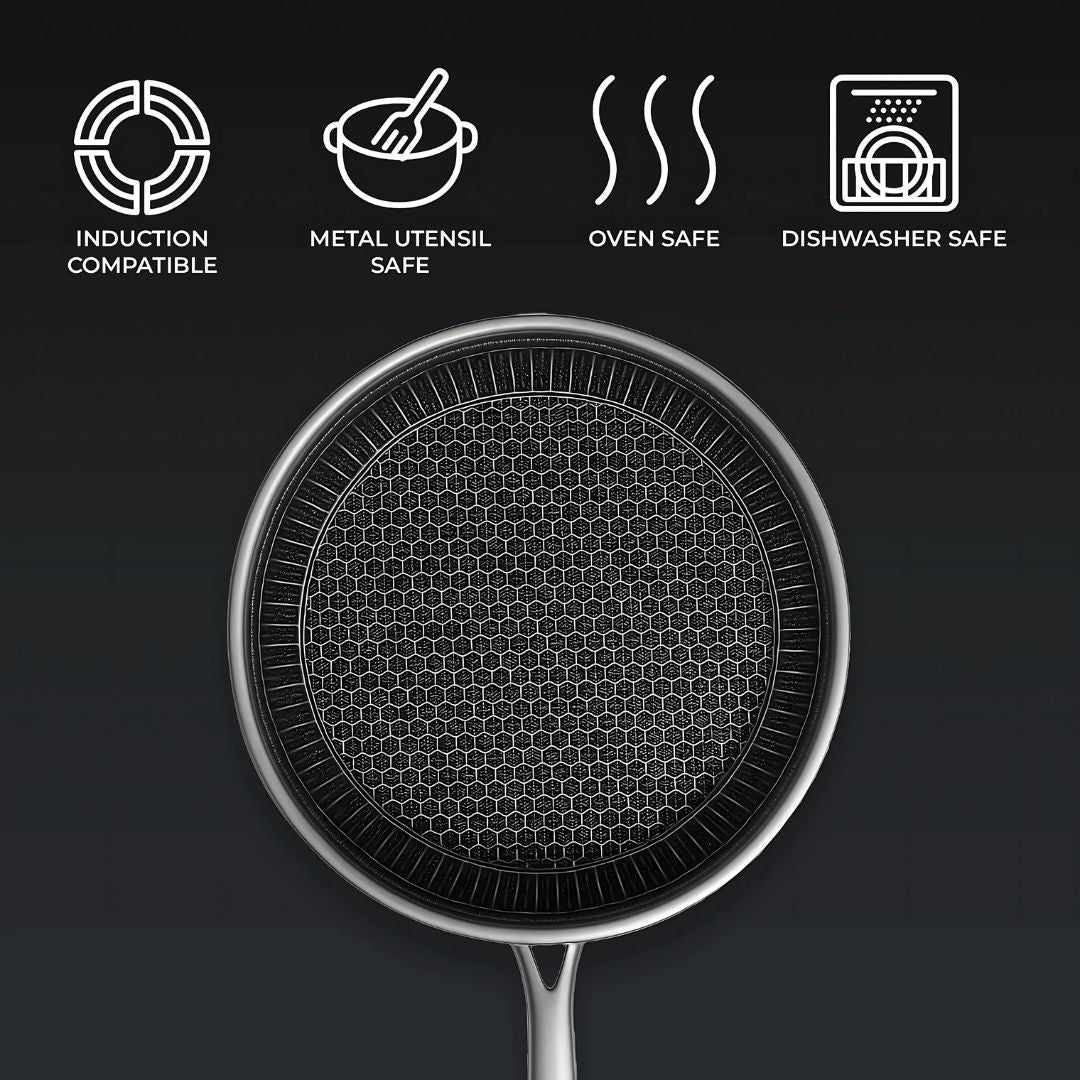 HexaCook – Hybrid stainless steel pan with non-stick & Hexa design
