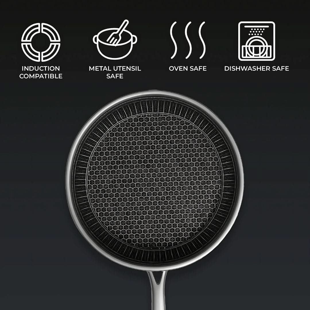HexaCook – Hybrid stainless steel pan with non-stick & Hexa design