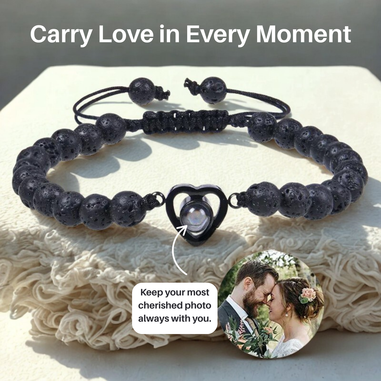 EVALORA – Projection Bracelet with Infinity Heart and Personalized Photo