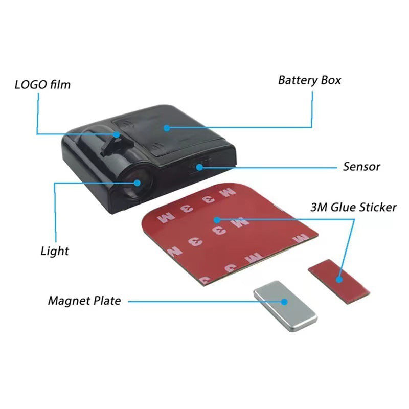 Wireless LED car door projector light - Customised logo for stylish vehicle presentation