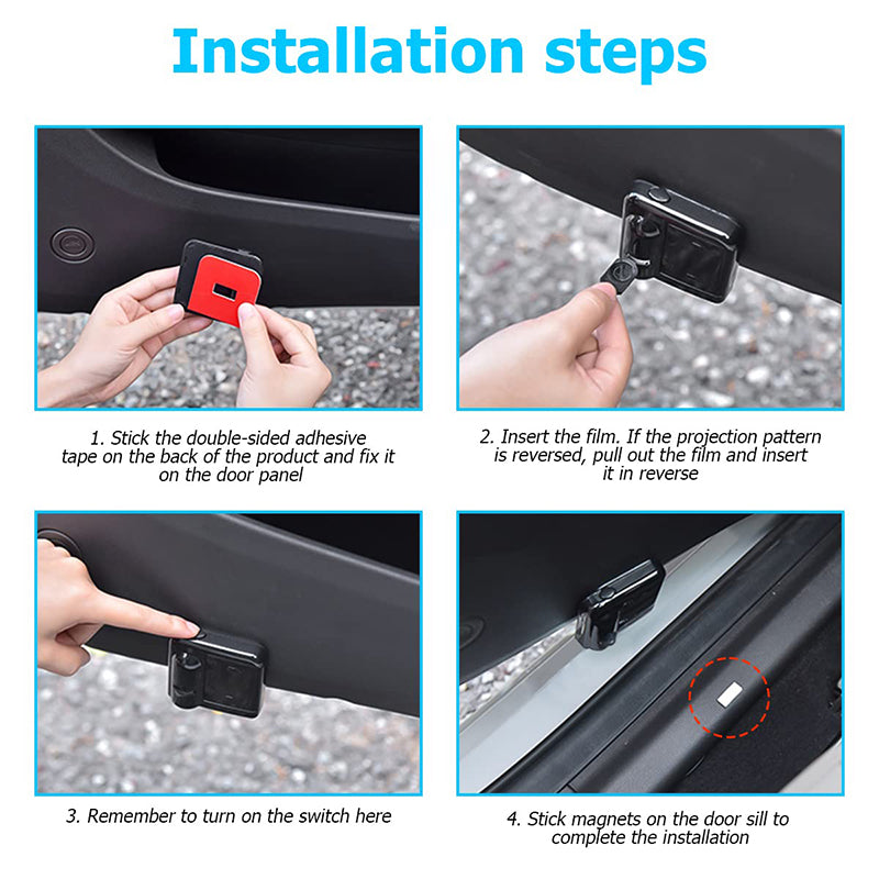 Wireless LED car door projector light - Customised logo for stylish vehicle presentation