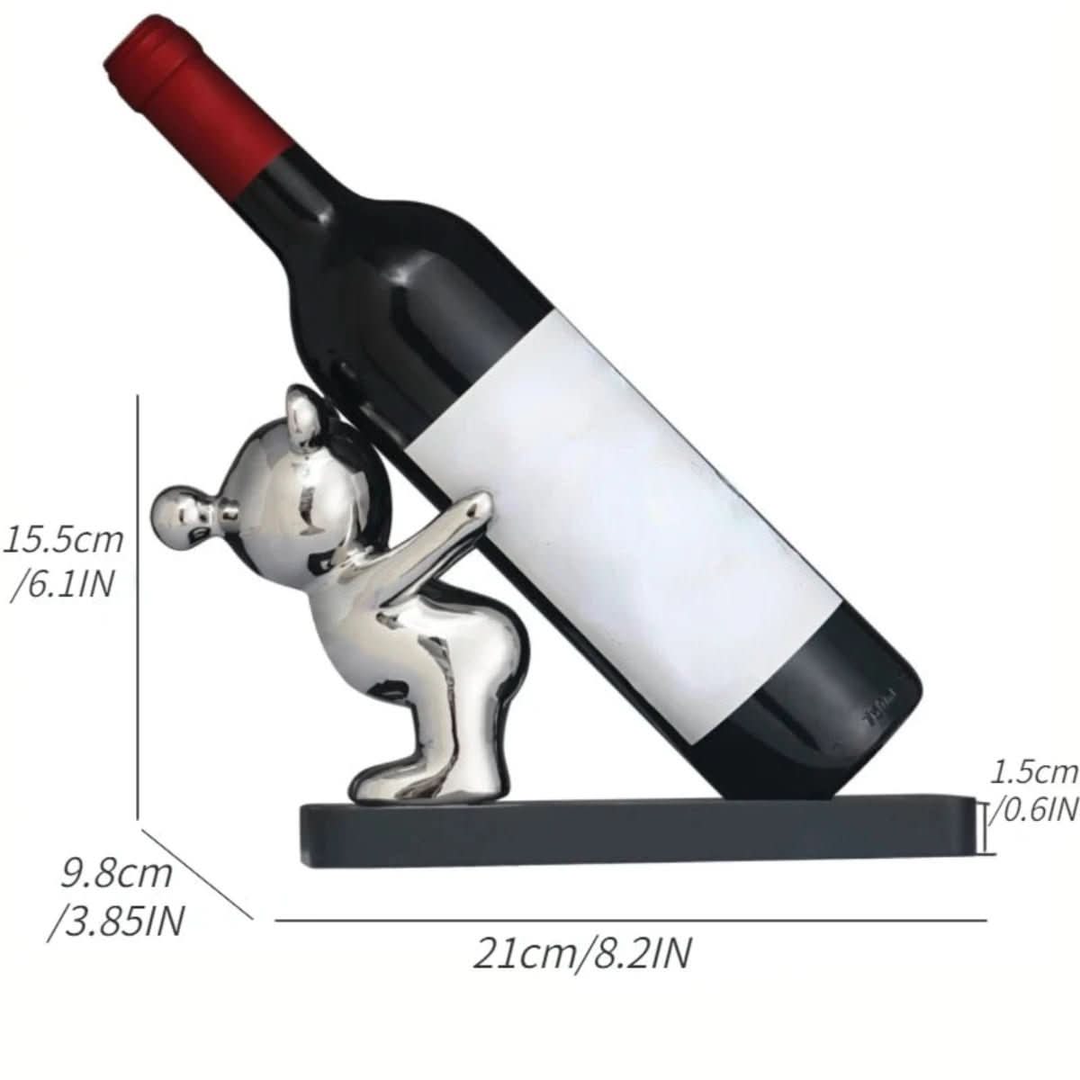 BEARWINE Estante – Estante de vino de cerámica juguetón con diseño de oso para almacenamiento elegante de botellas