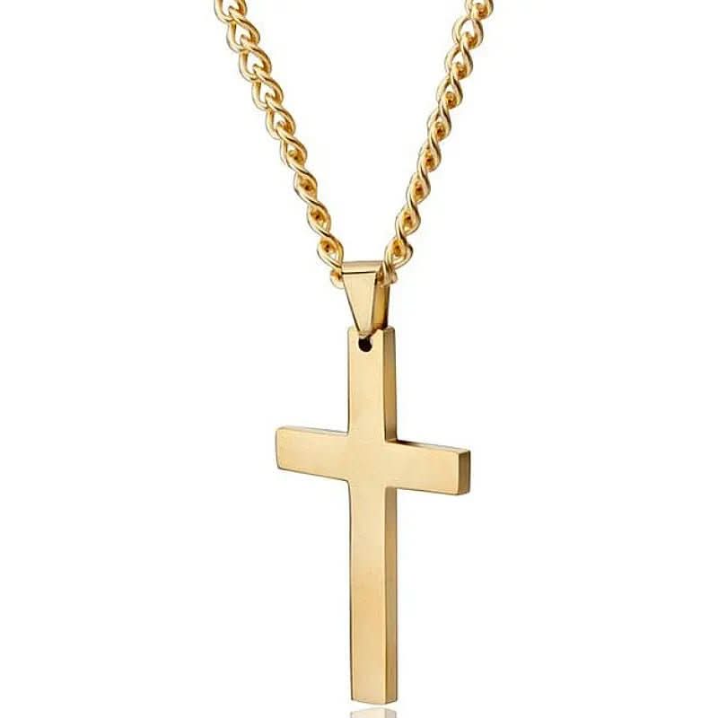 COLLier FAITHLINE – Collier classique pour homme avec pendentif croix en acier inoxydable