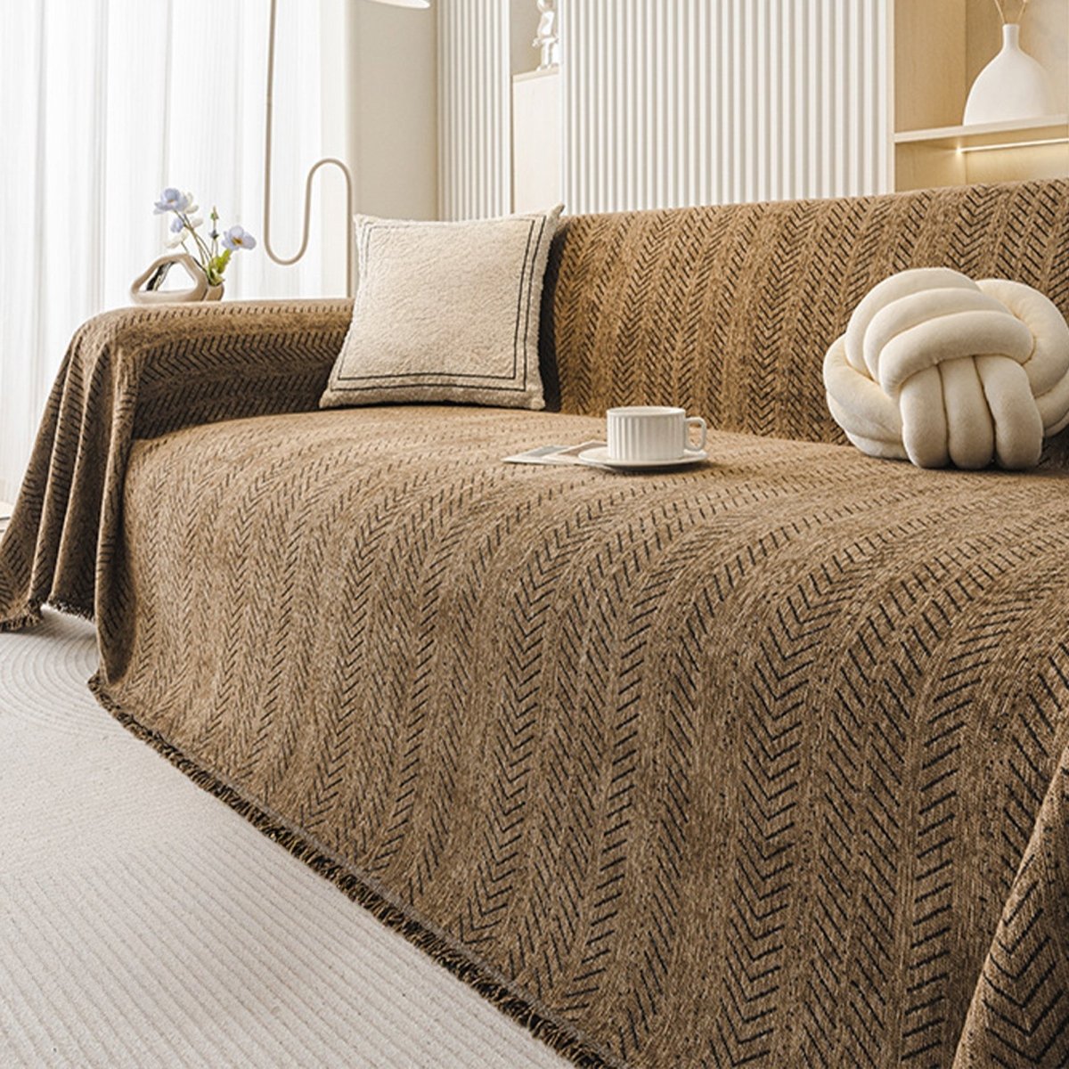 SnuggleTextile – Housse de canapé résistante aux griffures et lavable en chenille