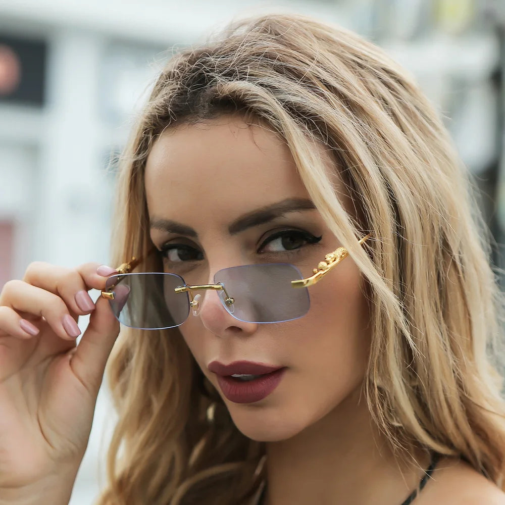 LEOPHAZE SHADES - Rimless sunglasses with leopard head design and UV400 protection