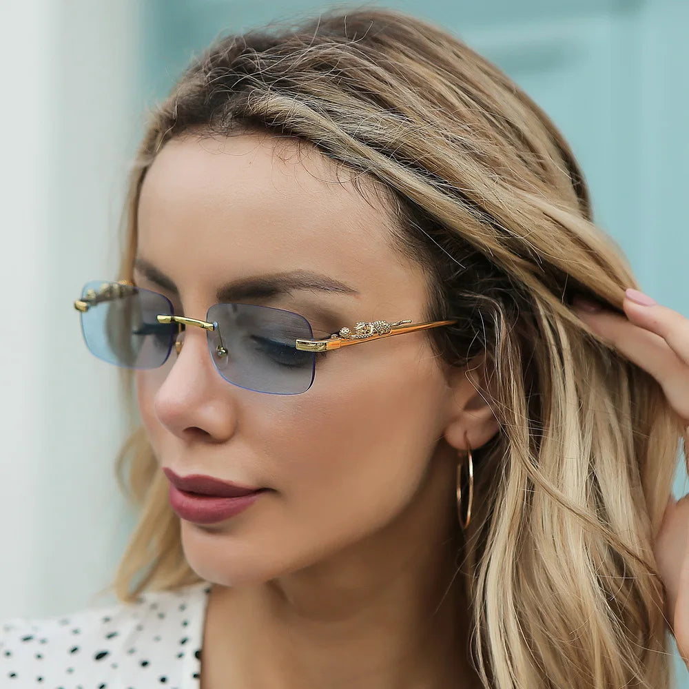 LEOPHAZE SHADES - Rimless sunglasses with leopard head design and UV400 protection