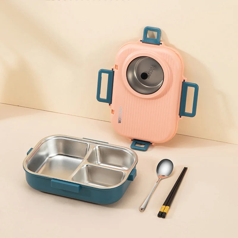 PORTAFRESH – Stainless Steel Lunchbox with Leak-Proof Lid and 3-Compartment Divider System