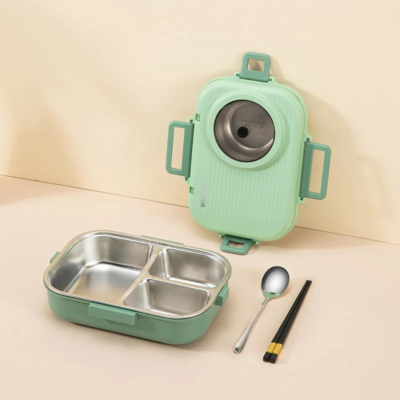 PORTAFRESH – Stainless Steel Lunchbox with Leak-Proof Lid and 3-Compartment Divider System