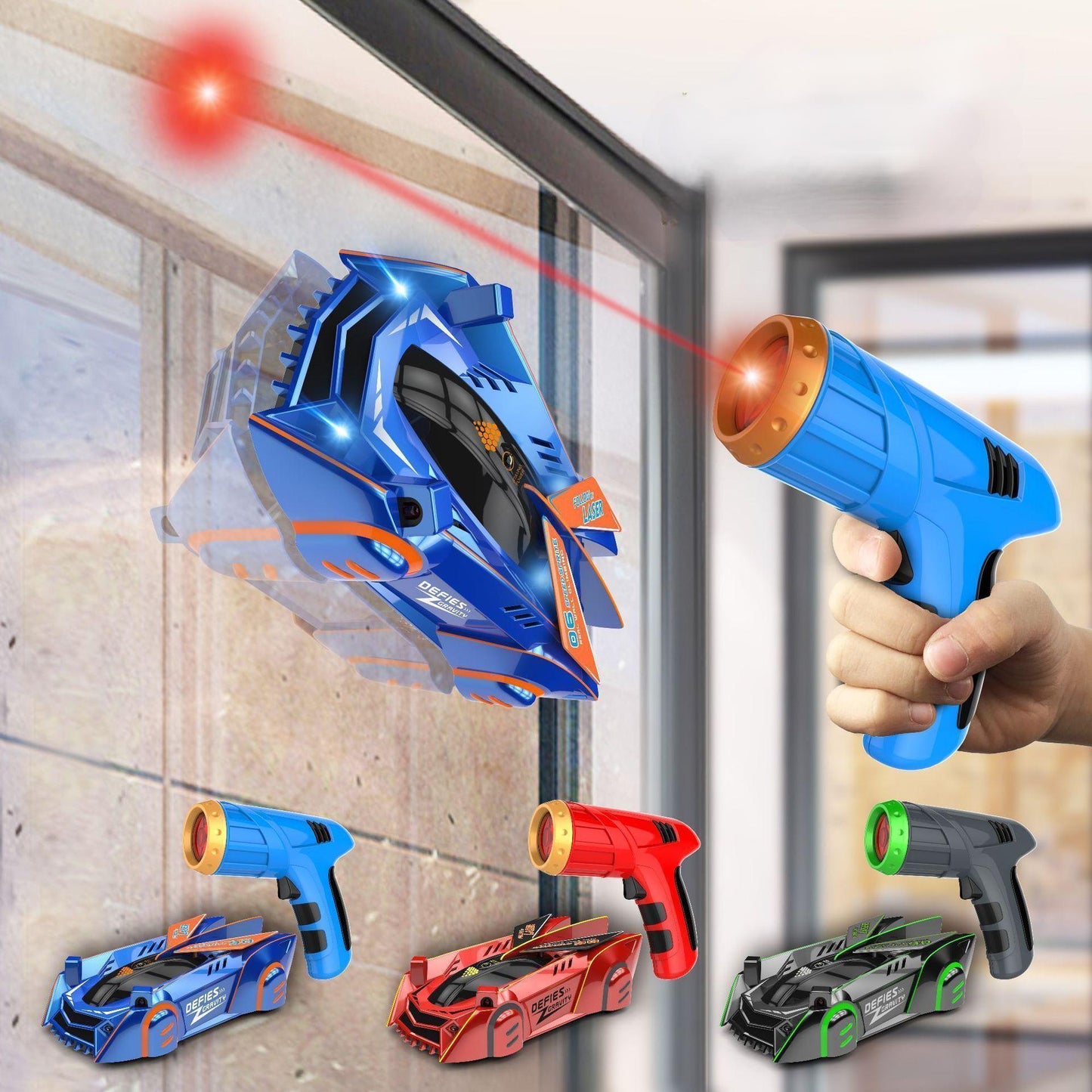 GravityRacer – Coche RC de escalada en pared controlado por láser para niños