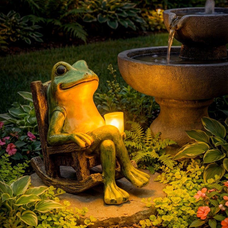 Leuchtender Gartenfrosch Solar - Automatische Gartenbeleuchtung für Gemütliche Atmosphäre 4