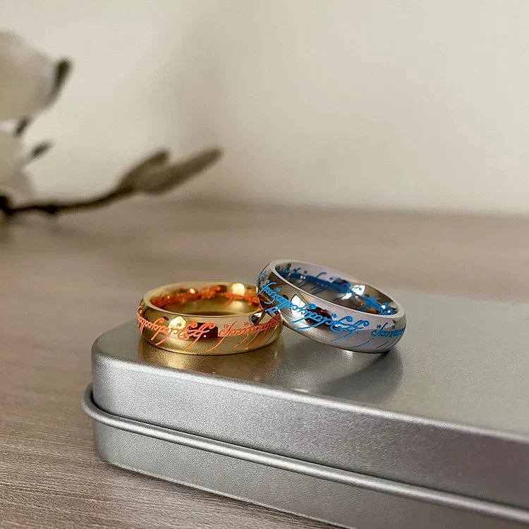 ANILLO LUMINA RUNE – Anillo de joyería luminosa con grabado para la suerte y la positividad