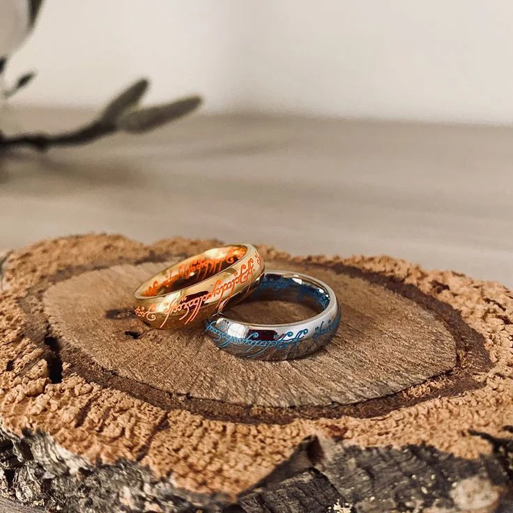 ANILLO LUMINA RUNE – Anillo de joyería luminosa con grabado para la suerte y la positividad
