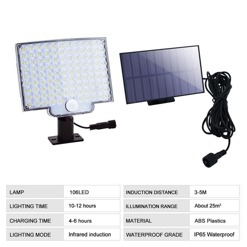 Solaréon buitenbeveiligingslamp | waterdichte solar wandlamp met bewegingssensor