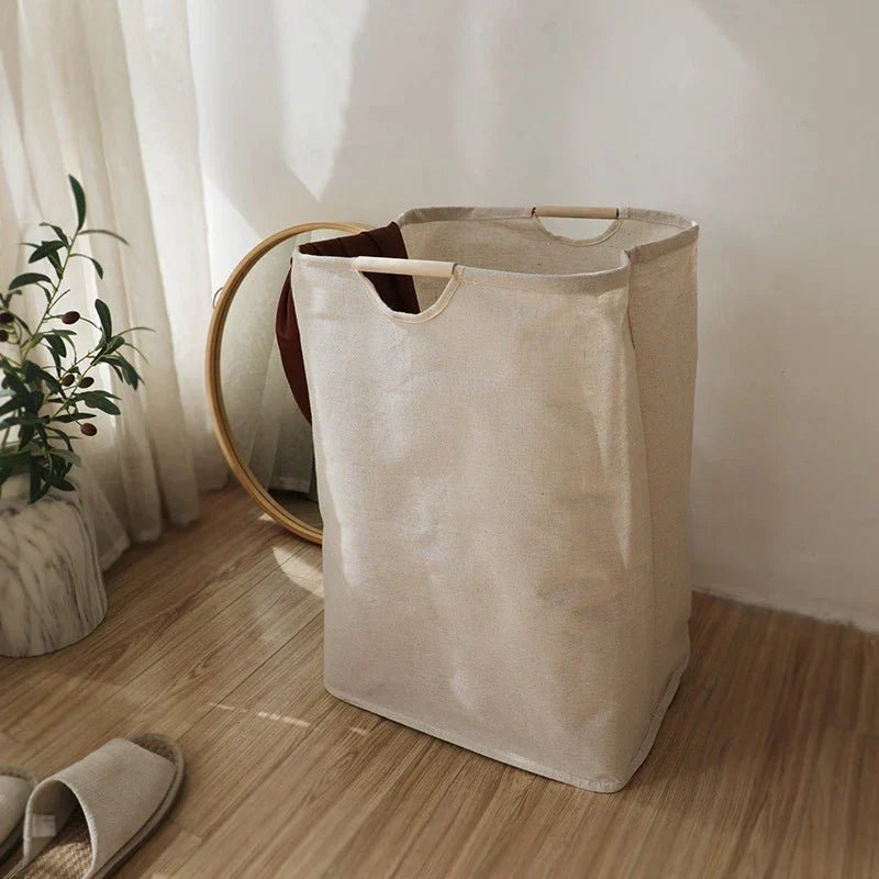 LuxeFold Hamper – Eleganter Wäschekorb aus Baumwolle und Leinen 2