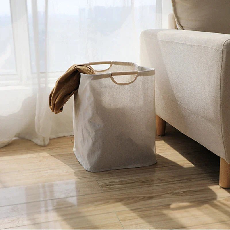 LuxeFold Hamper – Eleganter Wäschekorb aus Baumwolle und Leinen 5
