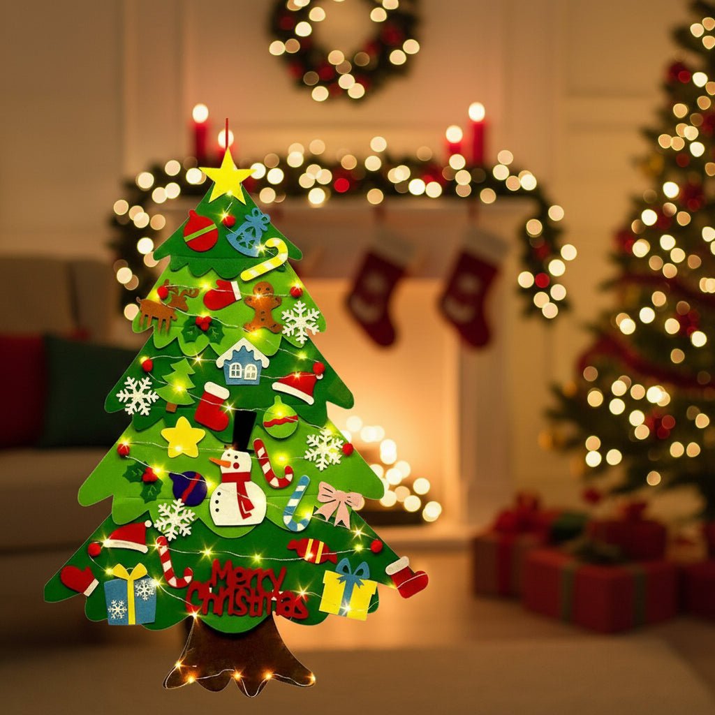 MAGICFELT SPRUCE – Interaktiver Weihnachtsbaum für die Wand mit LED-Lichtern und Filzornamenten für Kinder 1