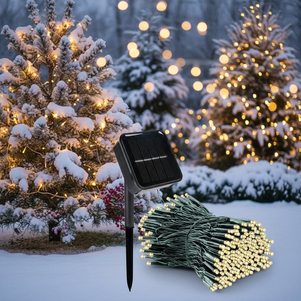 MERRYGLOW – Solar-LED-Weihnachtsgirlande mit 300 Lichtern, 8 Modi, IP65 wetterfest 4