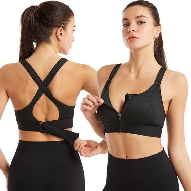 MIRA - Sports bra with front zip and high support