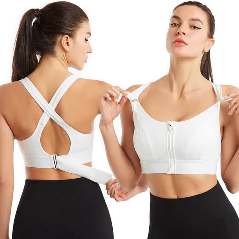 MIRA - Sports bra with front zip and high support