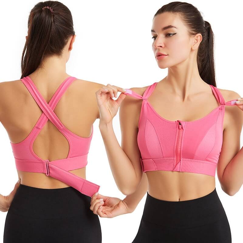 MIRA - Sports bra with front zip and high support