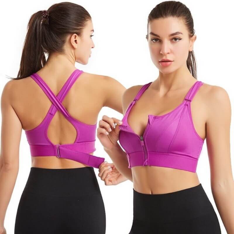 MIRA - Sports bra with front zip and high support