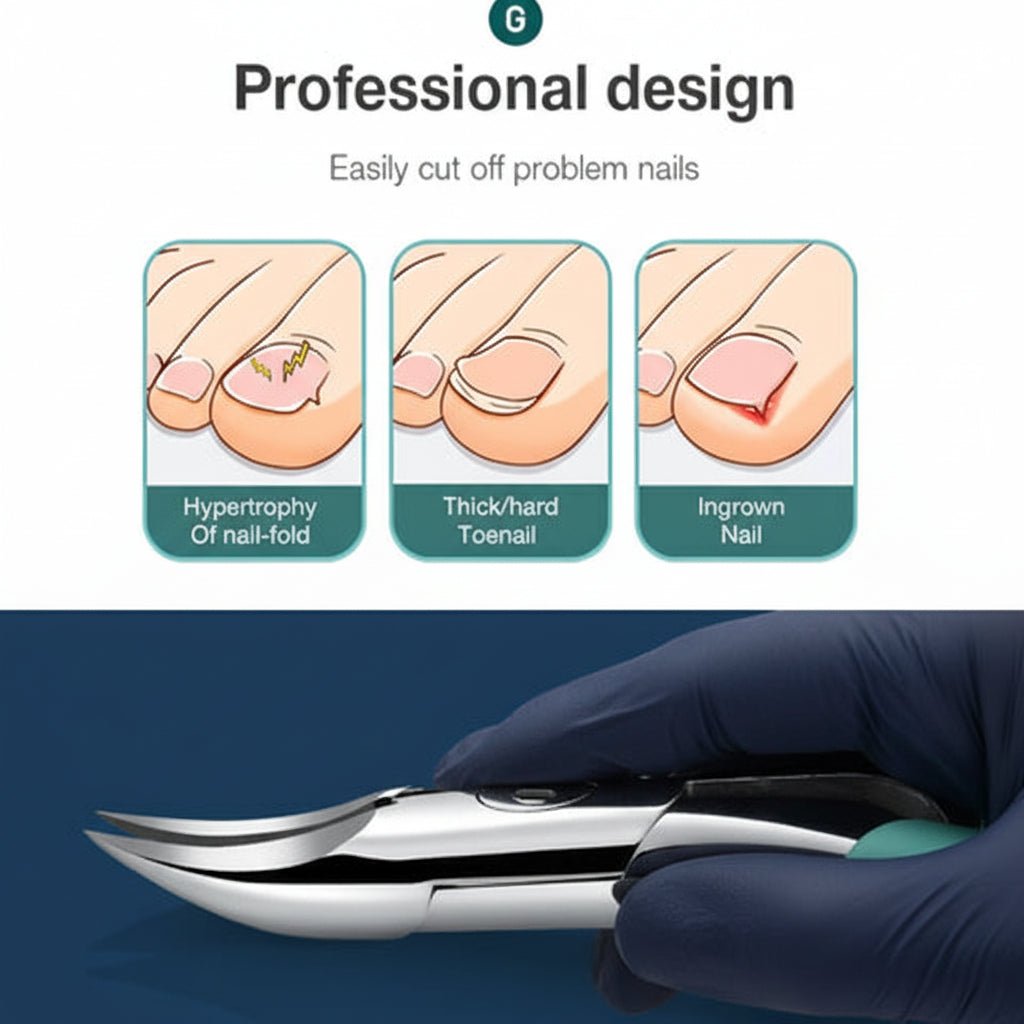 FUSSNAGELKNIPSER - Ergonomic stainless steel toenail clipper for precise and safe cutting of thick nails for seniors in everyday life