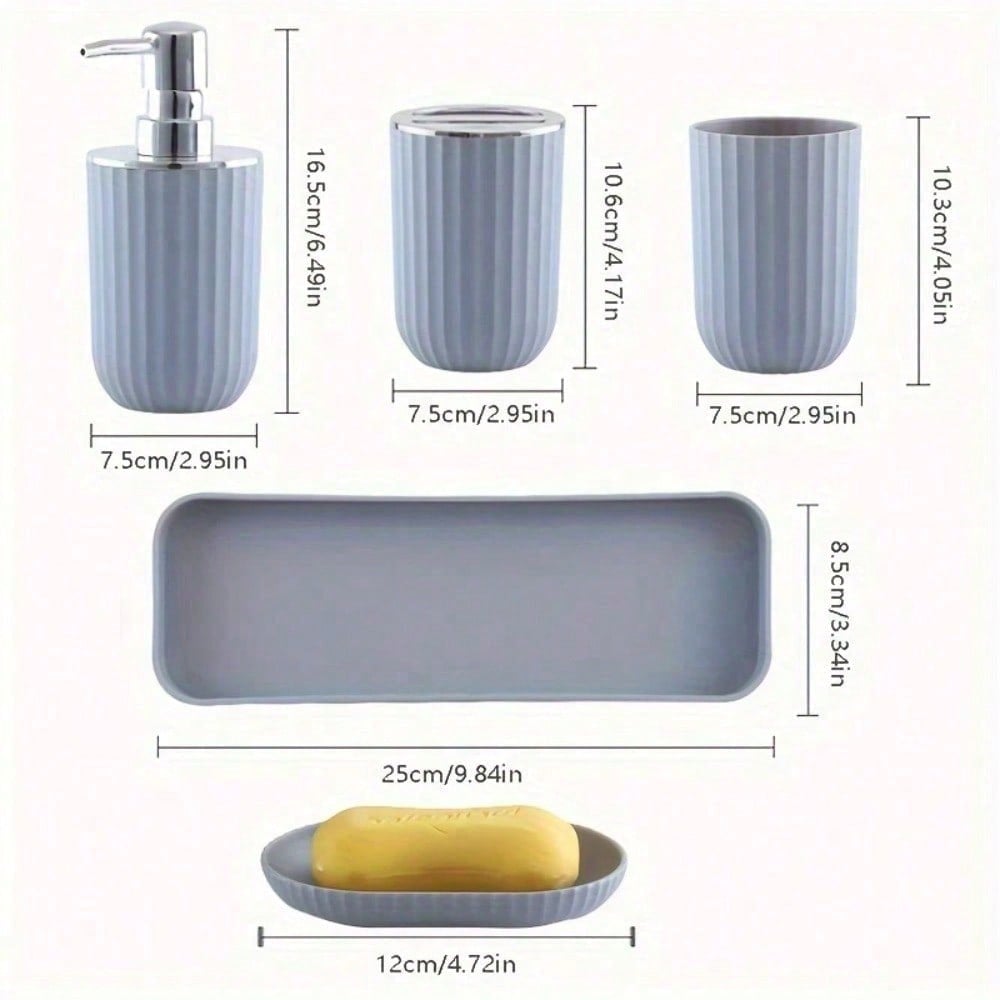 CERAVIA – White Bathroom Set with Soap Dish, Dispenser, and Cup for Elegant Bathroom Decoration