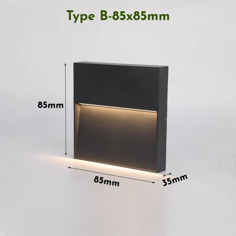 BESEGLOW – Lampada da parete LED quadrata per esterni in acciaio inox e a energia solare