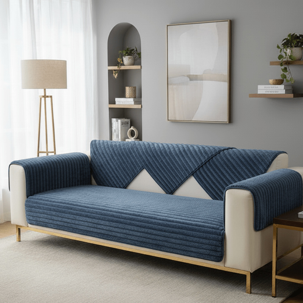 COZYPUFF – Luxurious Winter Sofa Throw in Faux Rabbit Fur
