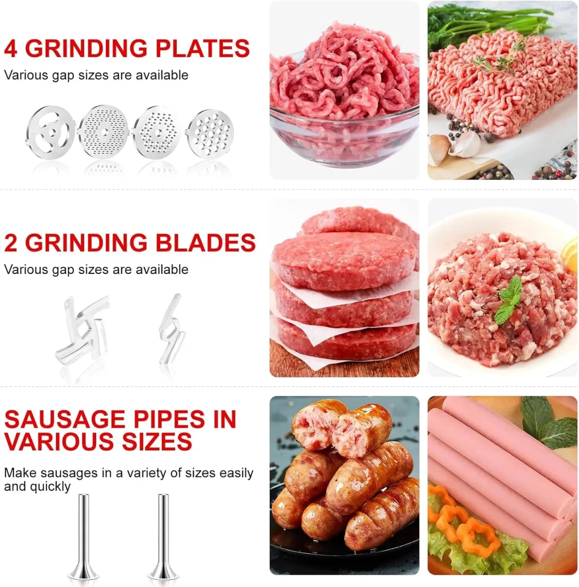 Metall Fleischwolfaufsatz für KitchenAid & Cuisinart Mixer - Multifunktional, Robuste Bauweise, Einfach zu Reinigen 4