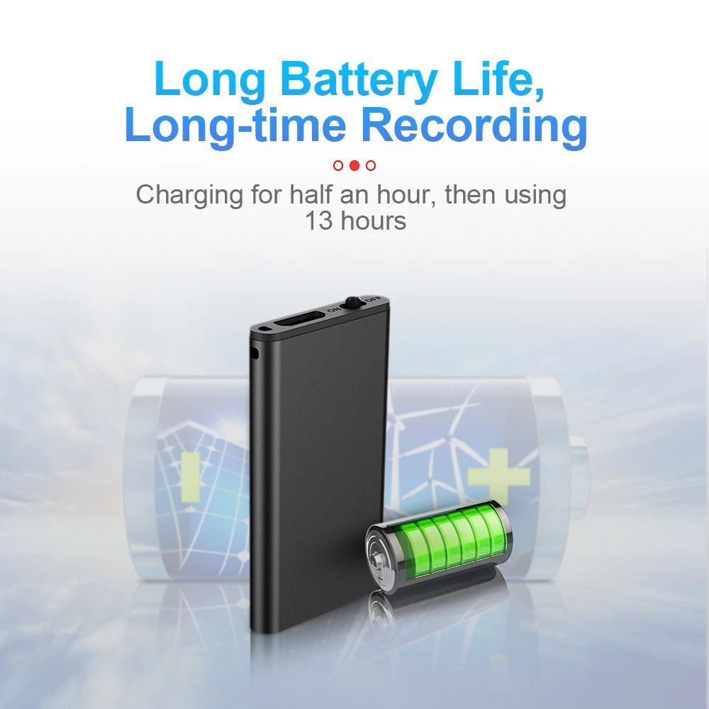 VoiceNote Mini – Ultra-light Dictation Device with Voice Activation & 32 GB Storage