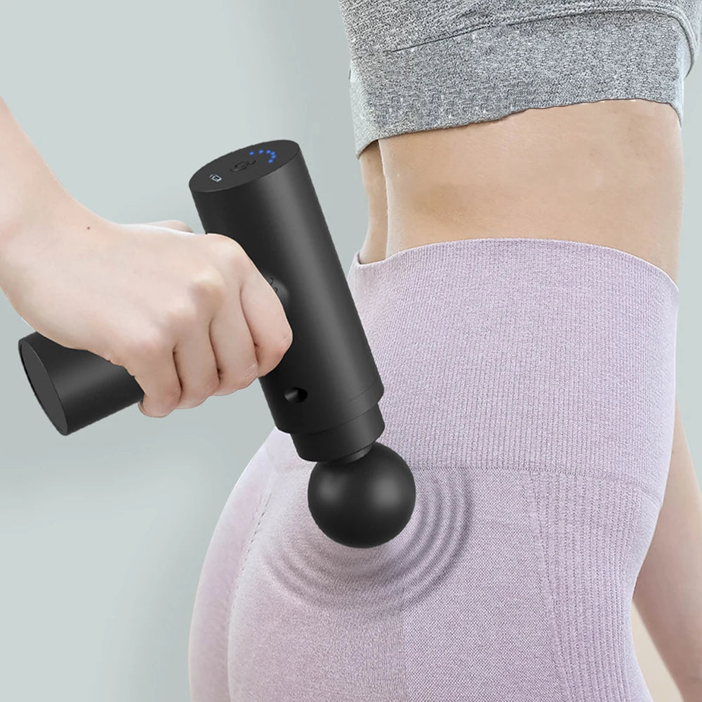 PulsePro Mini – Draagbare fascia pistool met 6 snelheidsniveaus & 4 massagekoppen