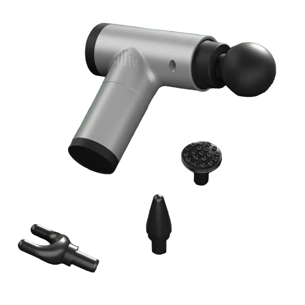 PulsePro Mini – Draagbare fascia pistool met 6 snelheidsniveaus & 4 massagekoppen