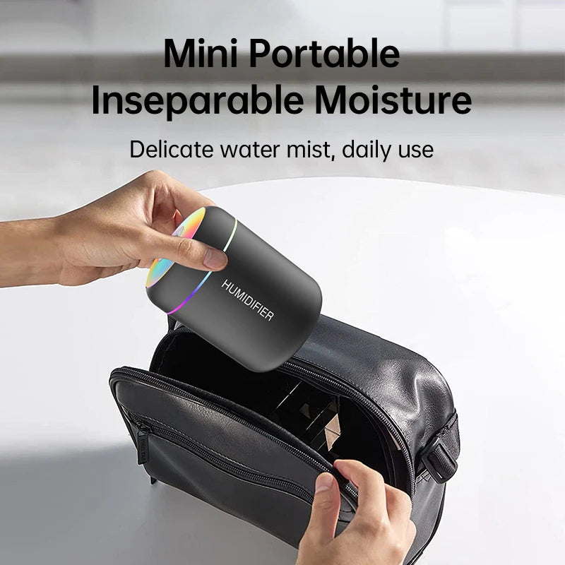 AromaMist Mini – 180ml USB Humidifier with LED Lighting