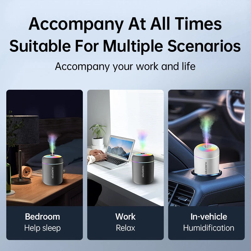 AromaMist Mini – 180ml USB Humidifier with LED Lighting