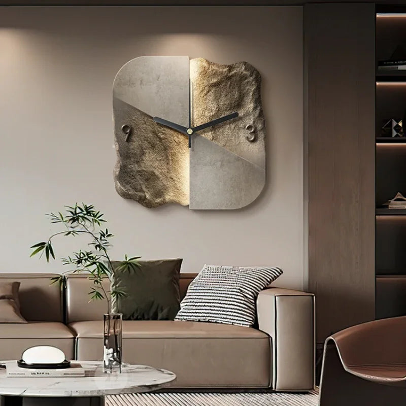 StoneAura – Modern Sandstone Wall Clock with 3D Relief & Silent Quartz Technology