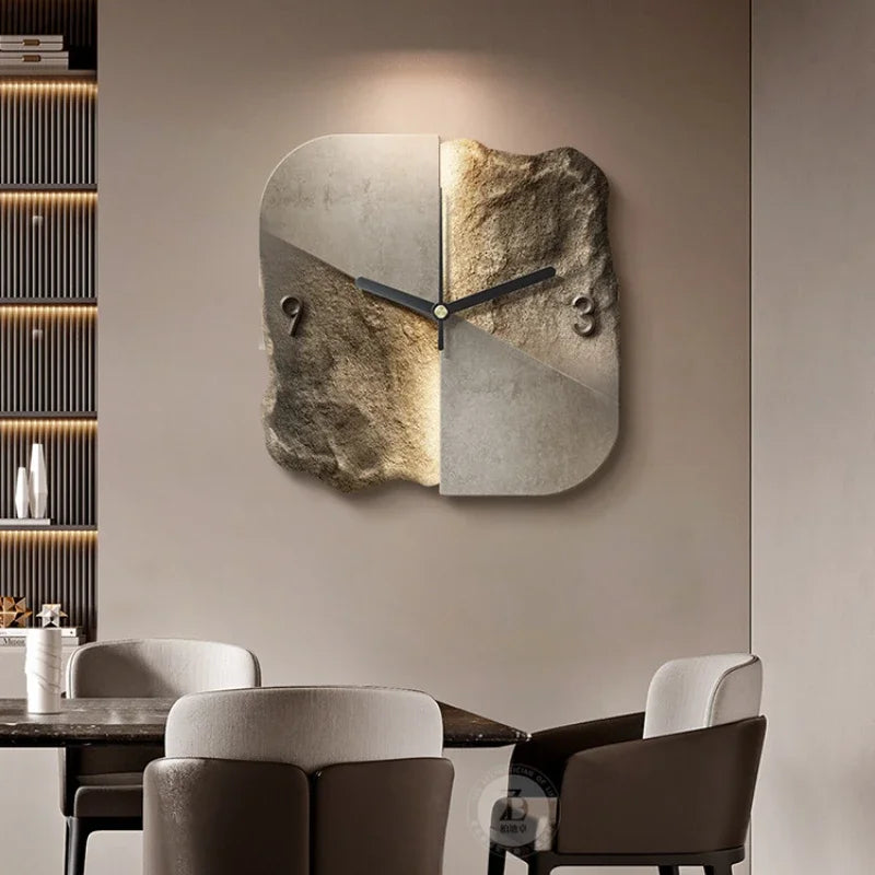 StoneAura – Modern Sandstone Wall Clock with 3D Relief & Silent Quartz Technology