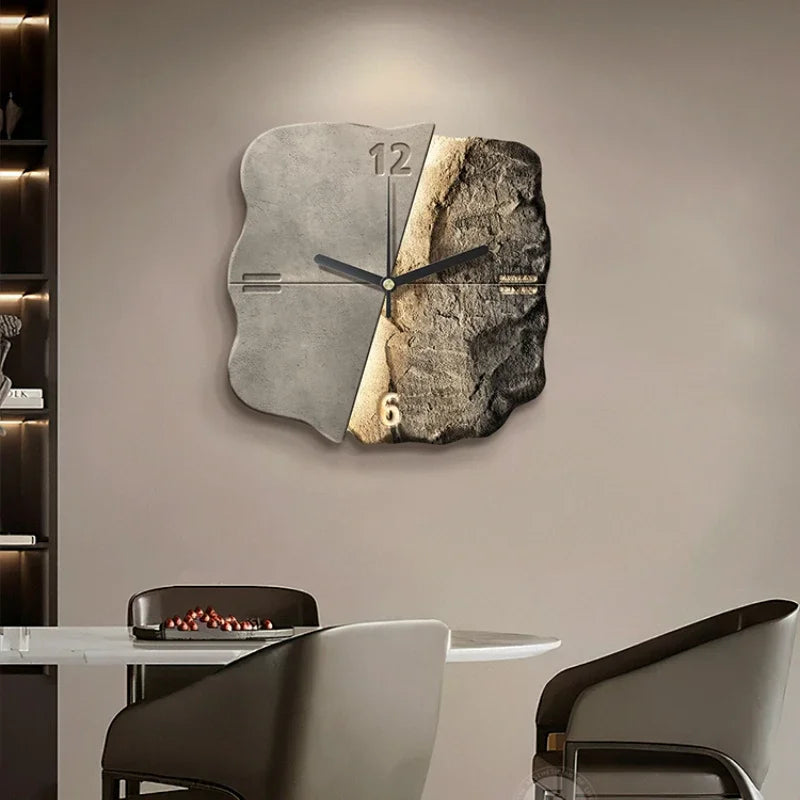 StoneAura – Modern Sandstone Wall Clock with 3D Relief & Silent Quartz Technology