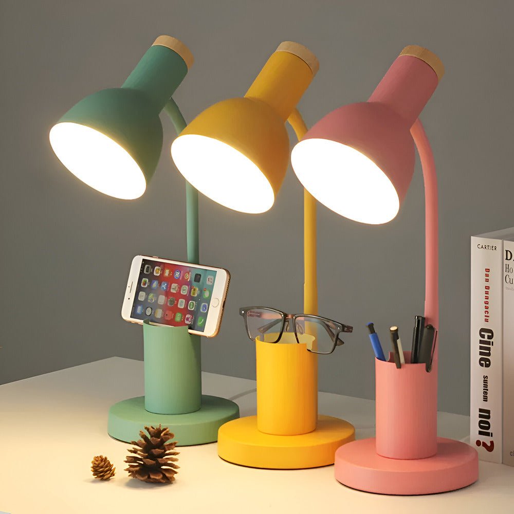 BrightHold – Lampada da tavolo LED moderna con portapenne per scrivania e casa
